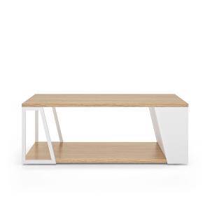 Table basse chêne clair et blanc laqué H36