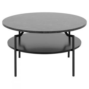 Table basse contemporaine effet marbre et métal noir