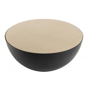 Table basse coque base métal plateau bois clair D70