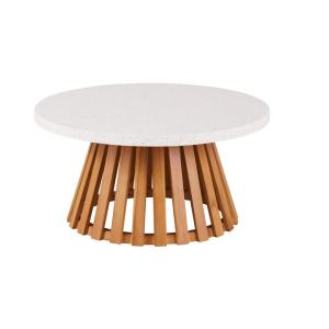 Table basse d'extérieur pour hôtel effet terrazzo et bois d…