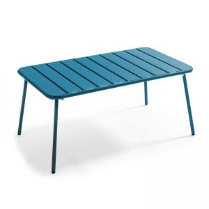 Table basse de jardin acier bleu pacific