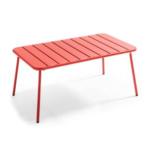 Table basse de jardin acier rouge 90 x 50 cm