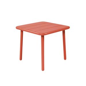 Table basse de jardin carrée acier 45cm terracotta
