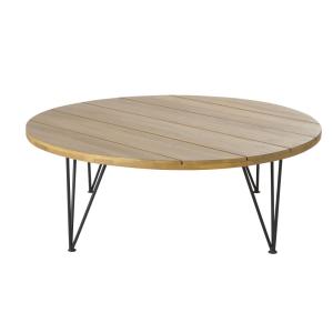 Table basse de jardin en acacia massif et métal noir D100