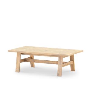 Table basse de jardin en bois et céramique beige 125x65