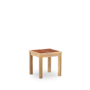 Table basse de jardin en bois et céramique terracotta 45x45