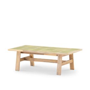 Table basse de jardin en bois et céramique vert clair 125x6…