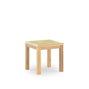 Table basse de jardin en bois et céramique vert clair 45x45