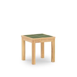 Table basse de jardin en bois et céramique verte 45x45