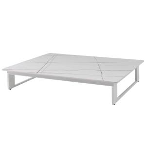 Table basse de jardin en céramique et aluminium blanc