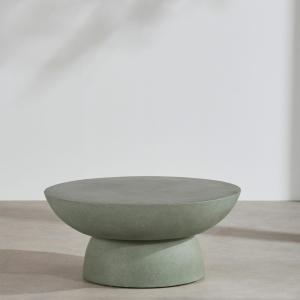 Table basse de jardin en pierre et ciment vert, D80 cm