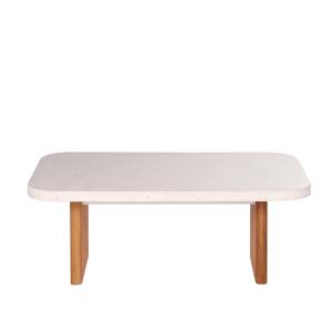 Table basse de jardin en pierre et composite effet terrazzo…