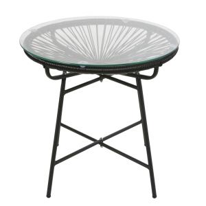 Table basse de jardin en résine noire et verre L52