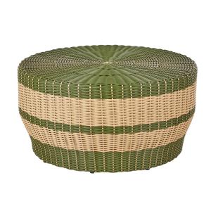 Table basse de jardin en résine tressée recyclée beige et v…