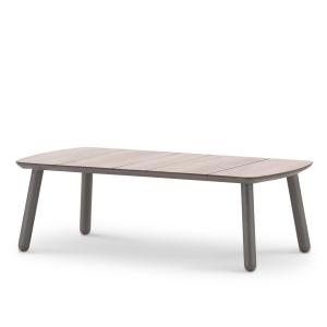 Table basse de jardin imitation bois taupé et HPL 120x60