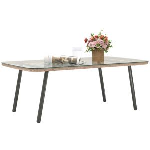 Table basse de jardin plateau verre trempé acier effet bois…