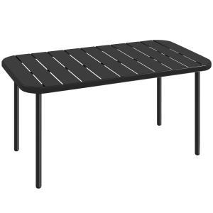 Table basse de jardin rectangulaire plateau lattes métal no…