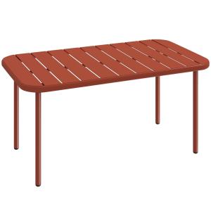 Table basse de jardin rectangulaire plateau lattes métal ro…