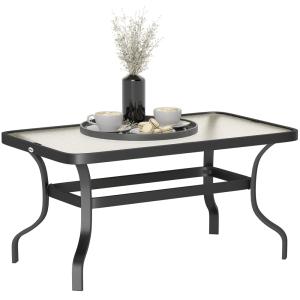 Table basse de jardin rectangulaire verre trempé noir