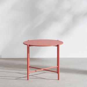 Table basse de jardin ronde en acier terracotta, D54 cm