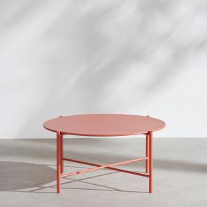 Table basse de jardin ronde en acier terracotta D74