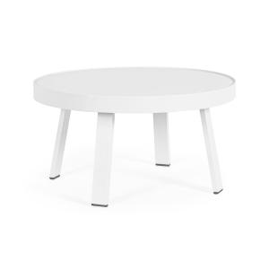 Table basse de jardin ronde en métal D71 blanc