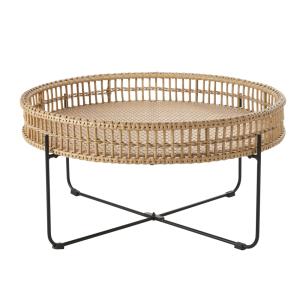 Table basse de jardin ronde en résine imitation rotin D85