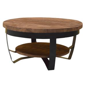 Table basse diam.65 cm en Manguier et métal noir