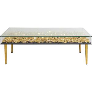 Table basse dorée fleurs en papier en relief