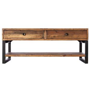 Table basse double plateau 2 tiroirs en bois recyclé 120x70…