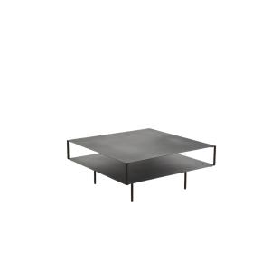 Table basse double plateau carrée métal noir