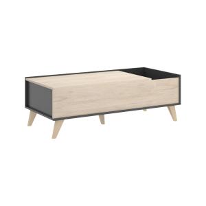 Table basse effet bois anthracite, beige 110x60 cm