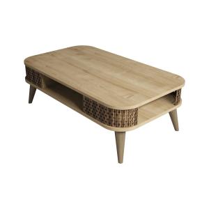 Table basse effet bois beige 105x60 h35 cm