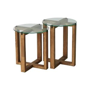 Table basse effet bois beige 40x40 h50 cm