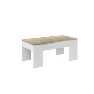 Table basse effet bois beige, blanc 100x45 cm