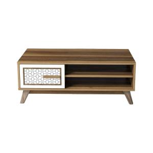 Table basse effet bois beige, blanc 105x60 h38 cm