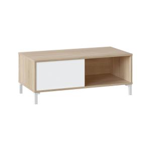 Table basse effet bois beige, blanc 110x40h50 cm