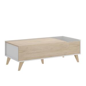 Table basse effet bois beige, blanc 110x60 cm