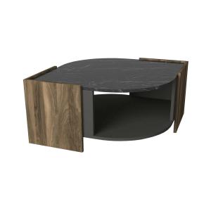 Table basse effet bois beige, noir 75x75 h40 cm