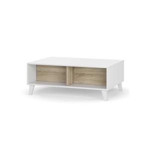 Table basse effet bois blanc 100x38 cm