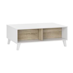 Table basse effet bois blanc 100x38h68 cm