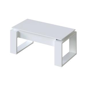 Table basse effet bois blanc 110x45h55 cm