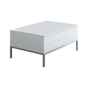 Table basse effet bois blanc, argent 90x60h40 cm