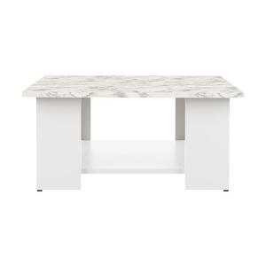Table basse effet bois blanc et marbre