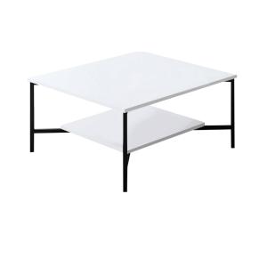 Table basse effet bois blanc, noir 80x80h40 cm