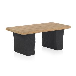 Table basse effet bois d'épicéa avec piètement en polyrésin…