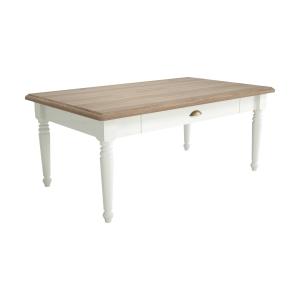 Table basse effet bois et blanc L120 cm