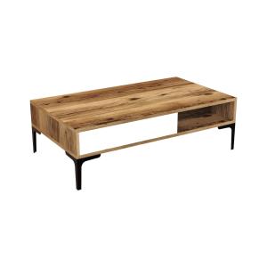 Table basse effet bois noyer, blanc 105x60h33 cm