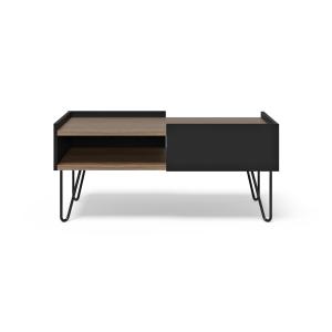 Table basse effet bois noyer et noir