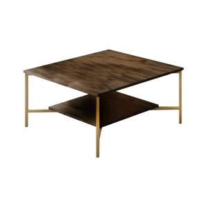 Table basse effet bois noyer, noir 80x80h40 cm